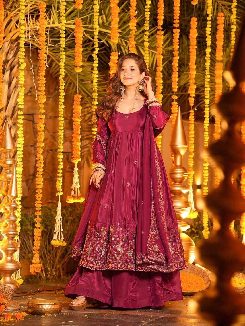 The Radiant Mustard Botanical-Hem Anarkali